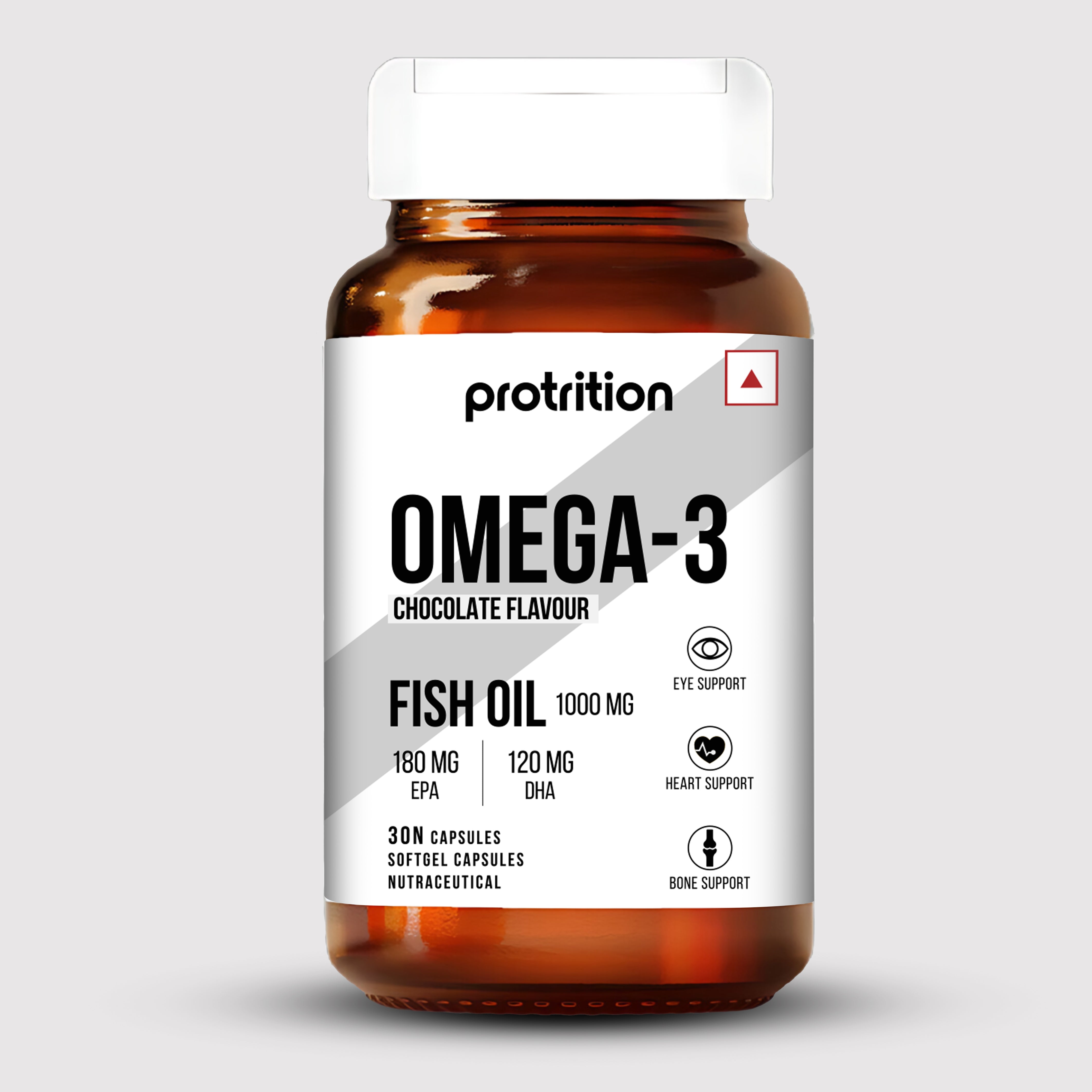 Omega-3 Fish Oil Single Strength, 180 mg EPA & 120 mg DHA, 1000mg, Chocolate, 30 Capsules