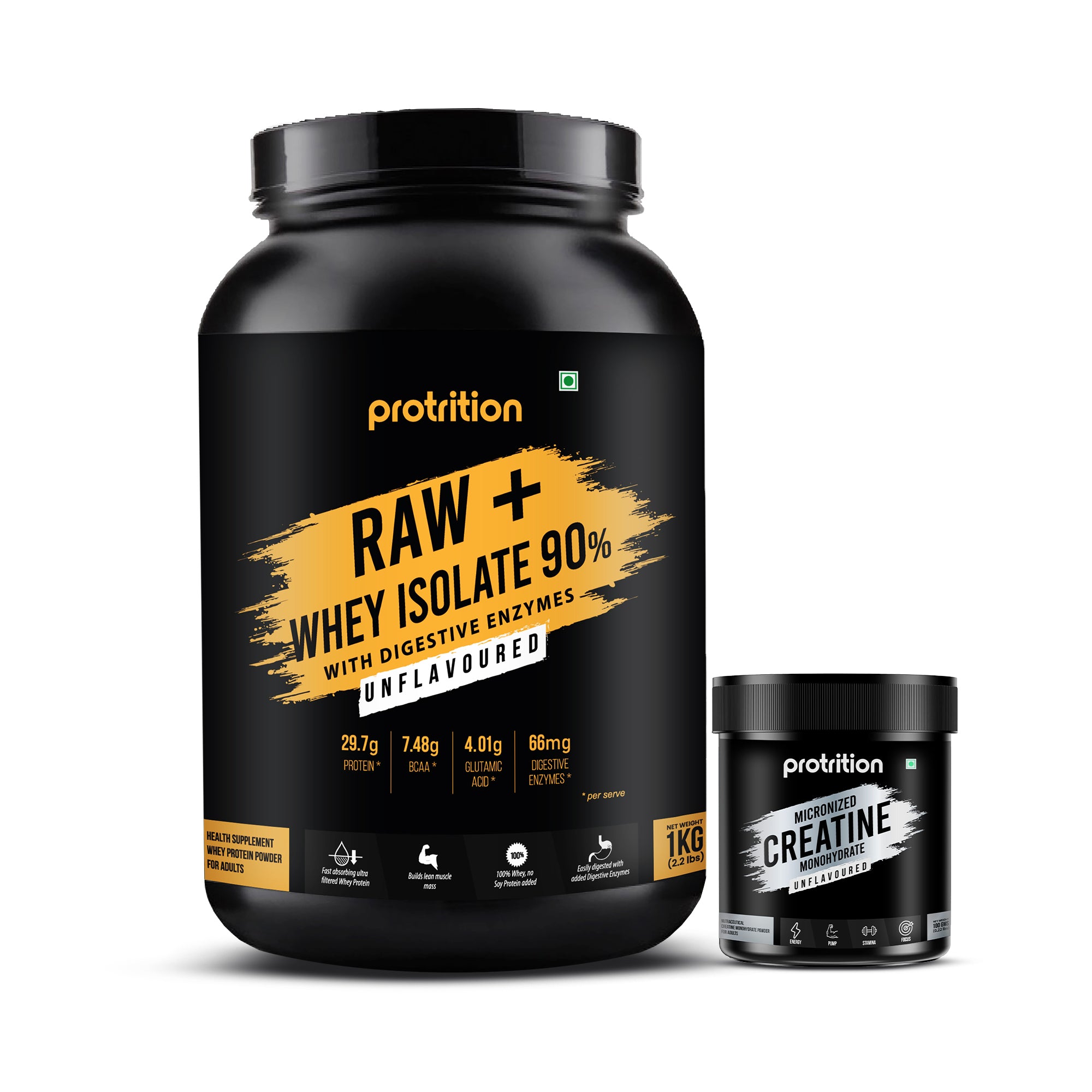 Protrition Raw Whey Isolate 90% & Creatine 100 grams