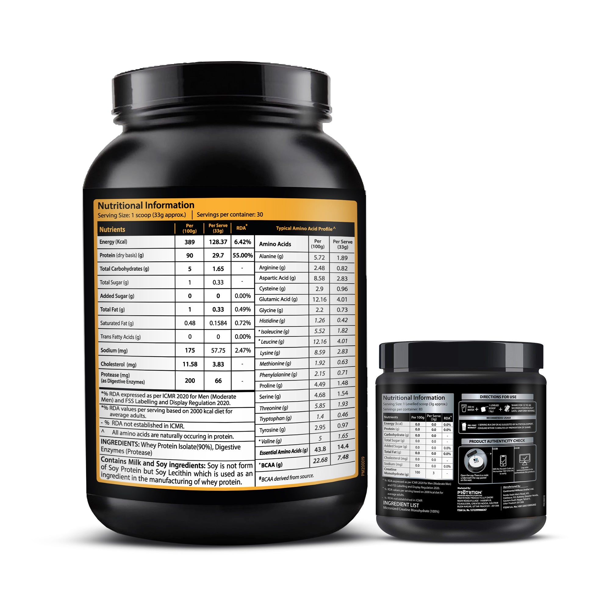 Protrition Raw Whey Isolate 90% & Creatine 250 grams