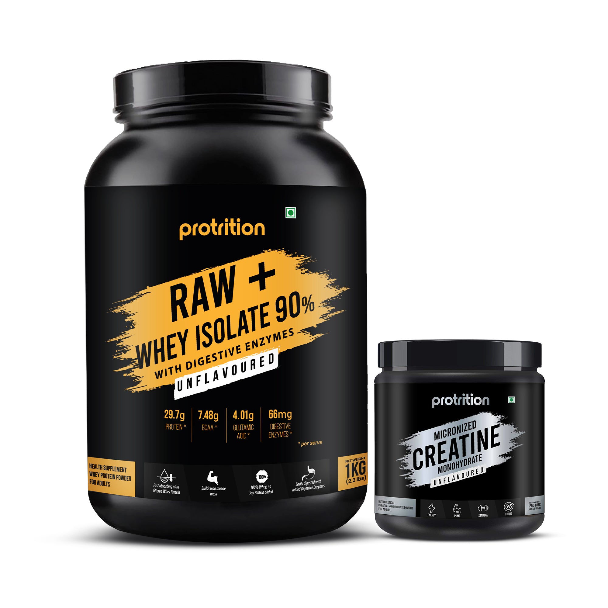 Protrition Raw Whey Isolate 90% & Creatine 250 grams