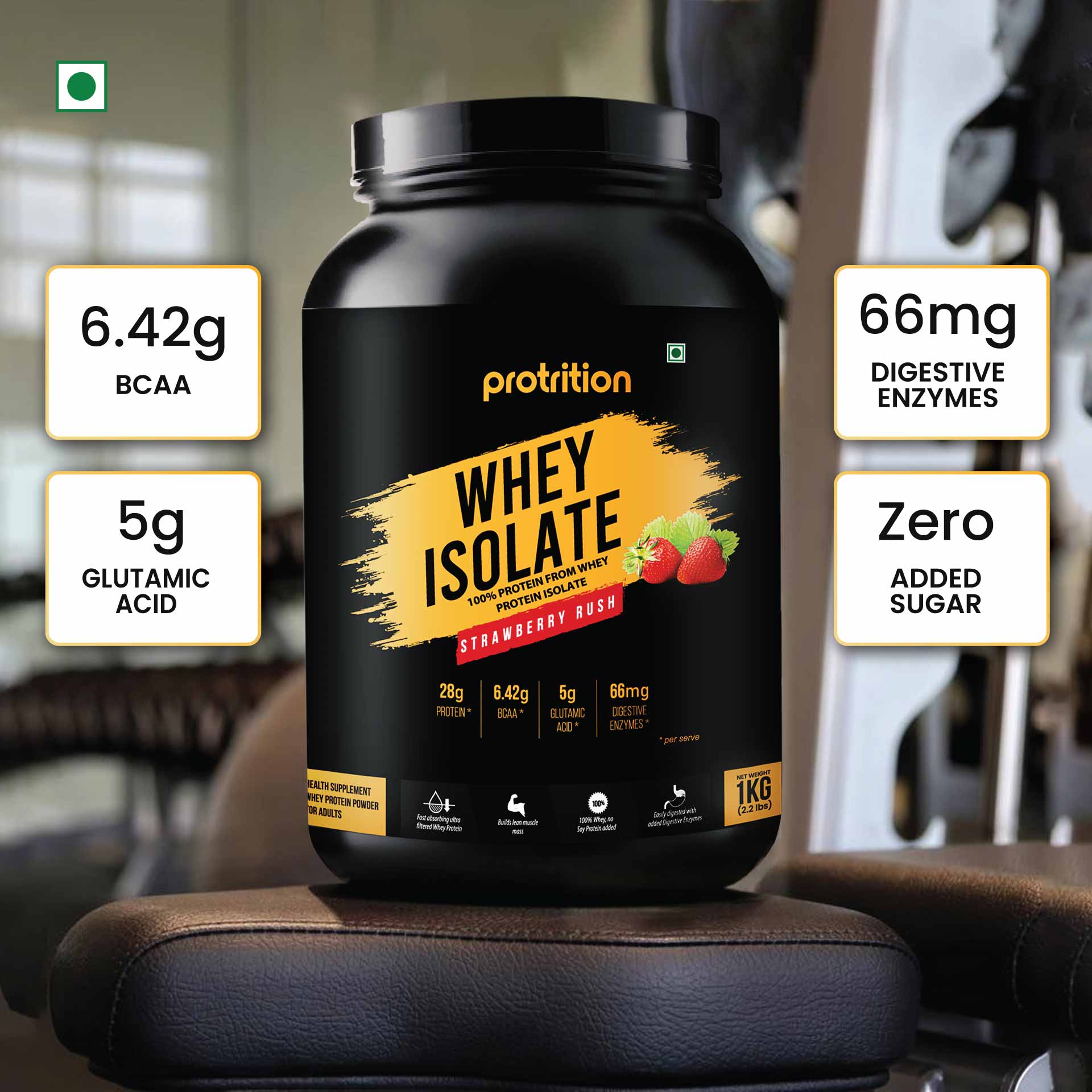 Protrition Whey Isolate, 1Kg, Strawberry Rush