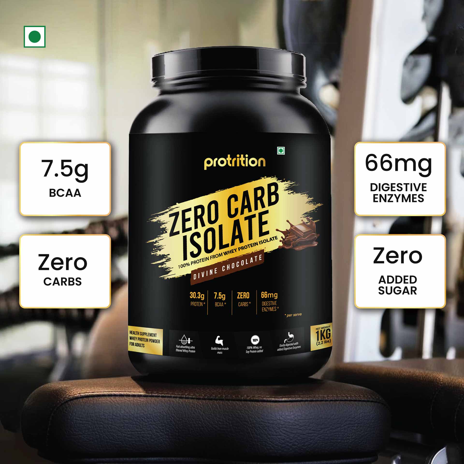 Protrition Zero Carb Isolate, 1Kg, Divine Chocolate