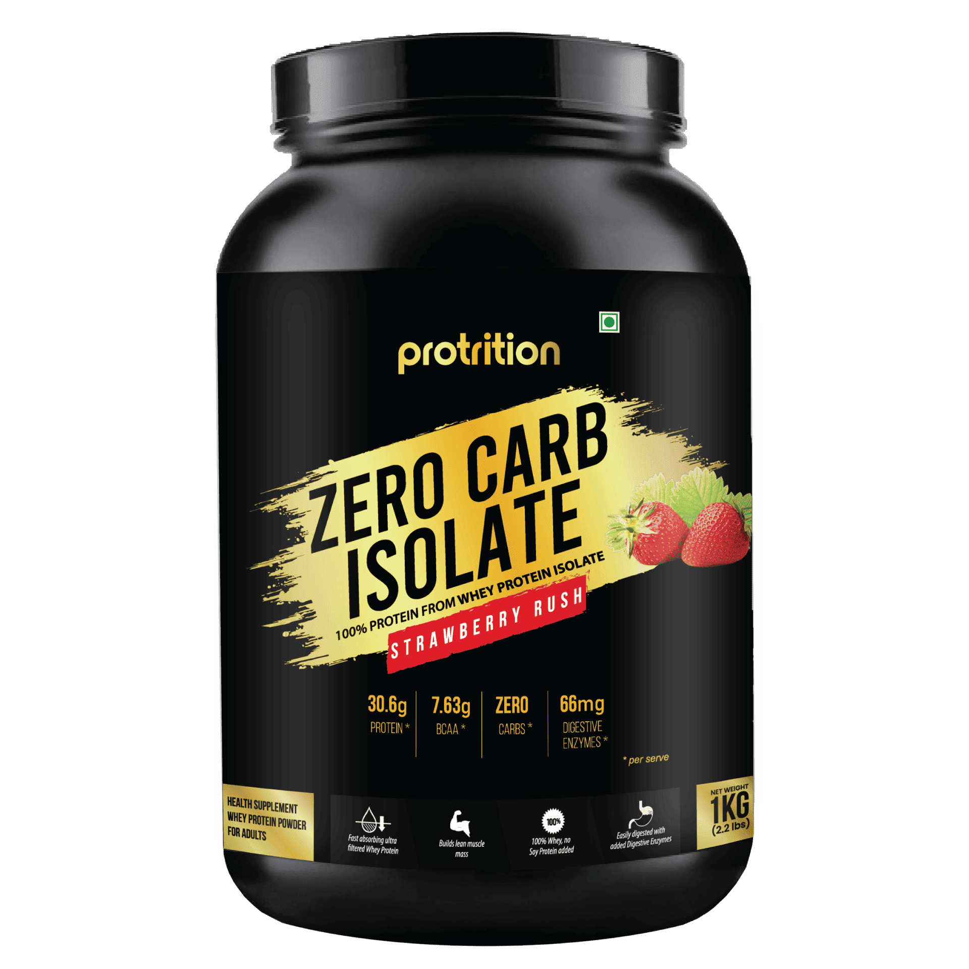 Protrition Zero Carb Isolate, 1kg, Strawberry Rush